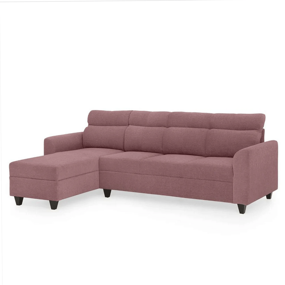 63669 DUROFLEX SOFA WITH LOUNGER ZIVO PLUS DUSKY PINK FABRIC 3SEATER  