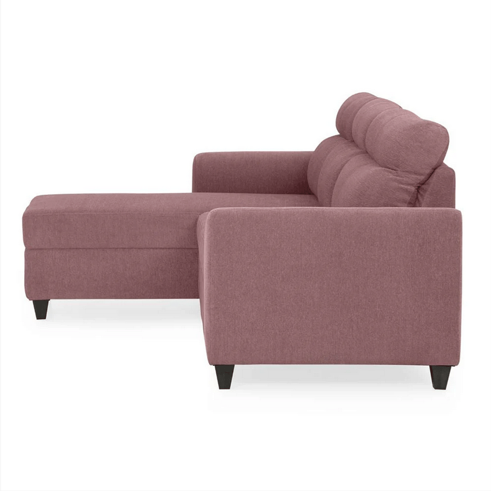 63669 DUROFLEX SOFA WITH LOUNGER ZIVO PLUS DUSKY PINK FABRIC 3SEATER  