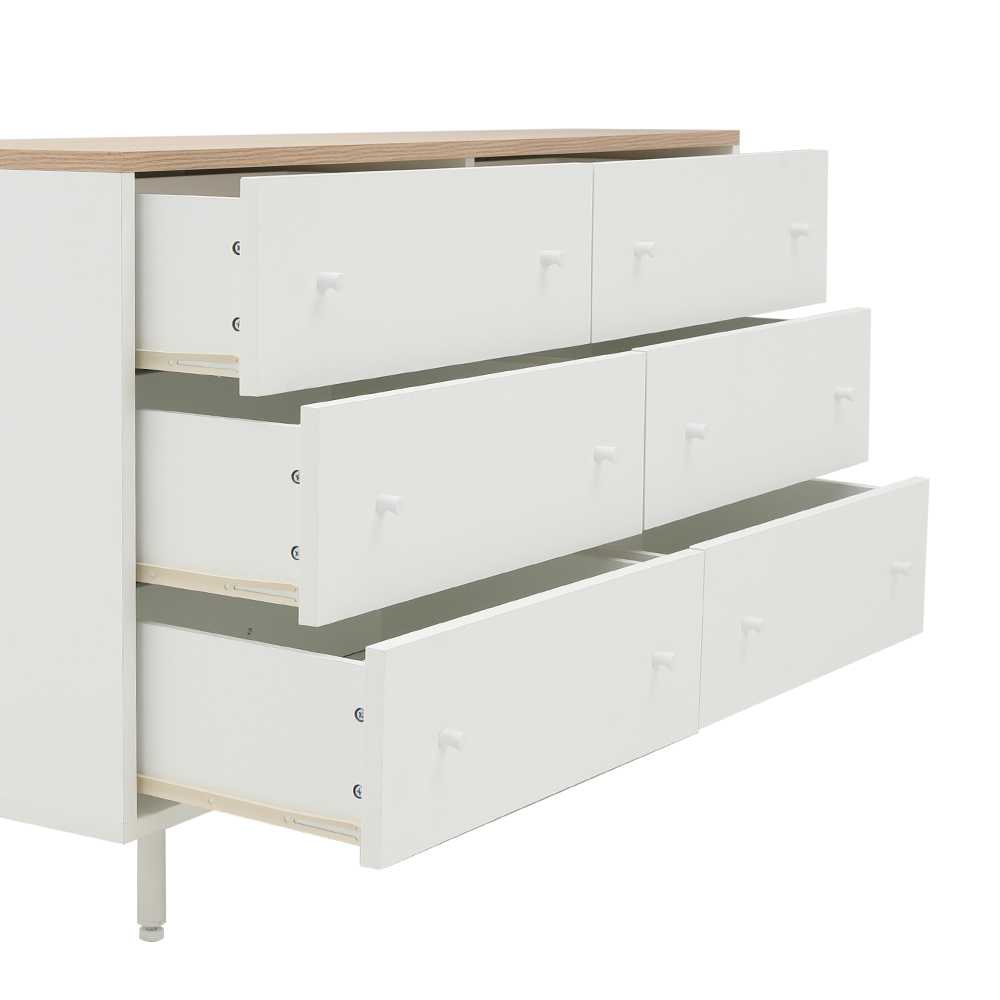 45426 MINIMAL CHEST OF 6 DRAWERS 120 CM. WT/LW	 