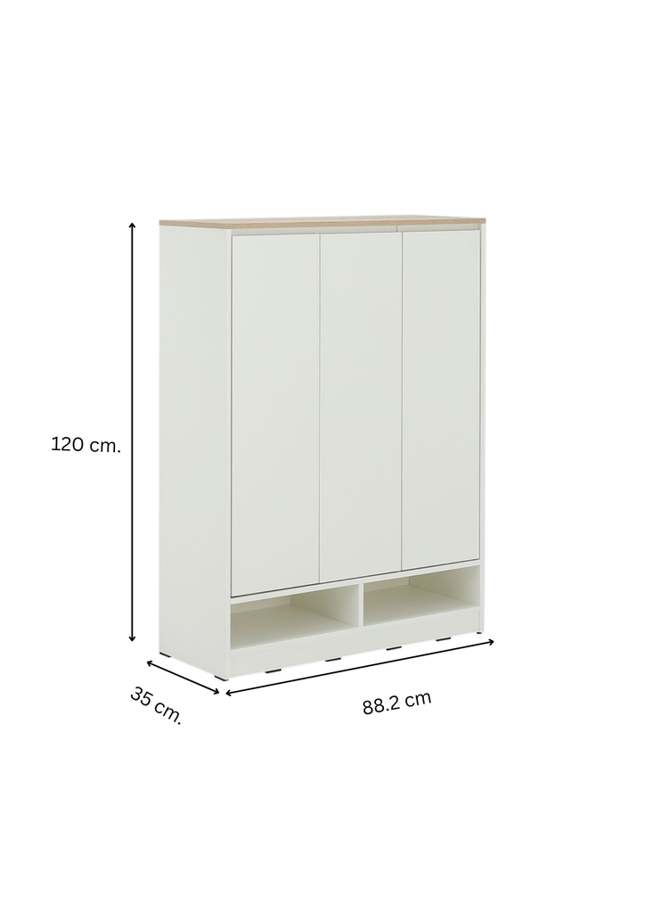66561 PEZZO/N SHOE CABINET 3 DR.88 WT/LO15 PB WITH MELAMINE & FOIL 