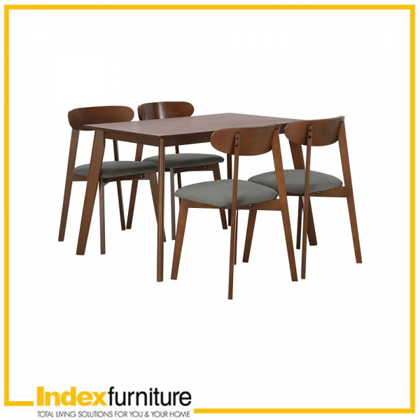42523 MICHELL/L WOOD DINING SET (1T+4C) TK/GY, 110X126X73.5CM