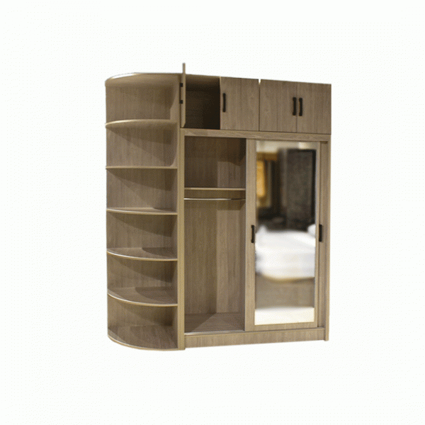 19440 WARDROBE 2 SLIDING DOOR WITH MIRROR GV T2SDWRA 1/3 GREY OAK