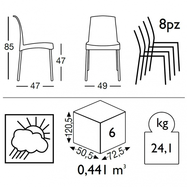 33268 OLA STACK ARM CHAIR ART:2120 WITH ALUMINIUM LEG DARK ANTHRACITE GREY SCAB