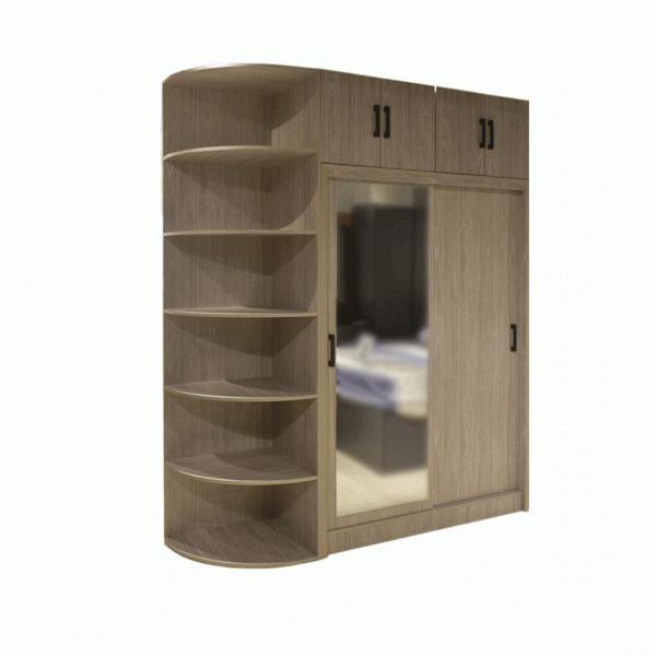19440 WARDROBE 2 SLIDING DOOR WITH MIRROR GV T2SDWRA 1/3 GREY OAK