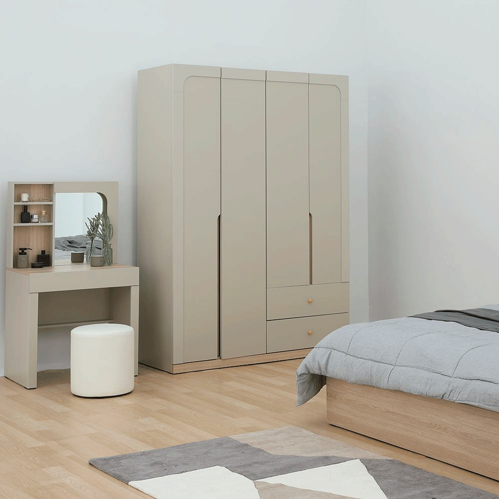 66567 MELBOURNE 4 DR WARDROBE SS/LO15 PB WITH FOIL FINISHED 