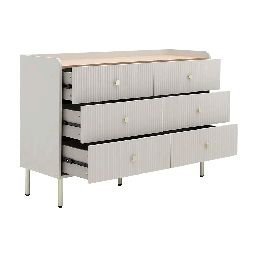 66571 SEOUL CHEST OF 6 DRAWERS 120 CM GY PARTICLEBOARD+MELAMINE,MDF+PAINTING 