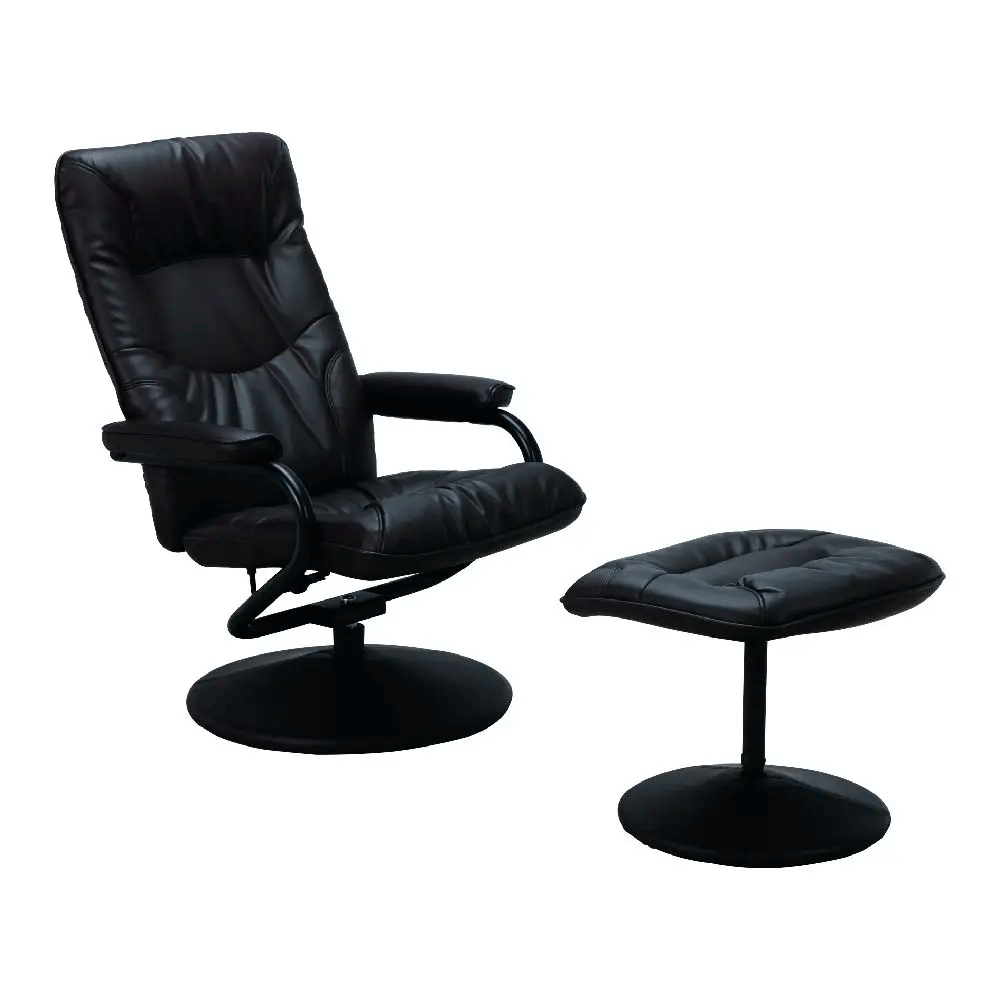 41187 H-THAZAR PVC RELAX CHAIR+STOOL BK