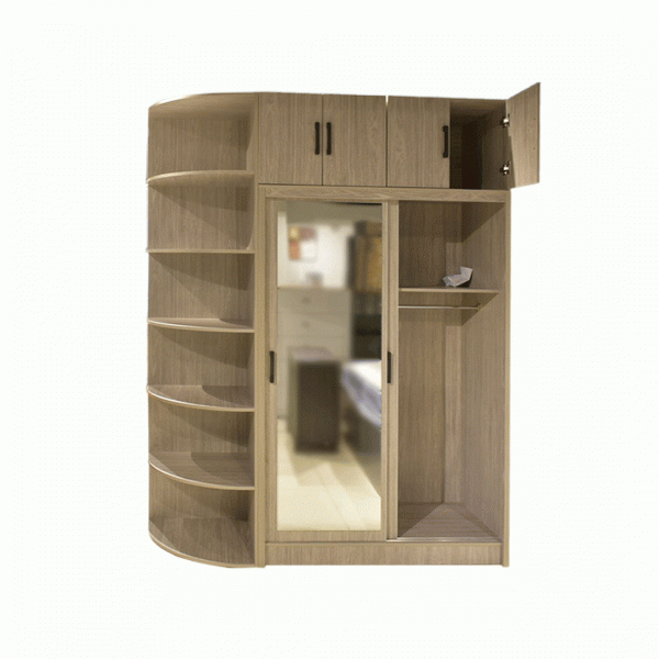 19440 WARDROBE 2 SLIDING DOOR WITH MIRROR GV T2SDWRA 1/3 GREY OAK