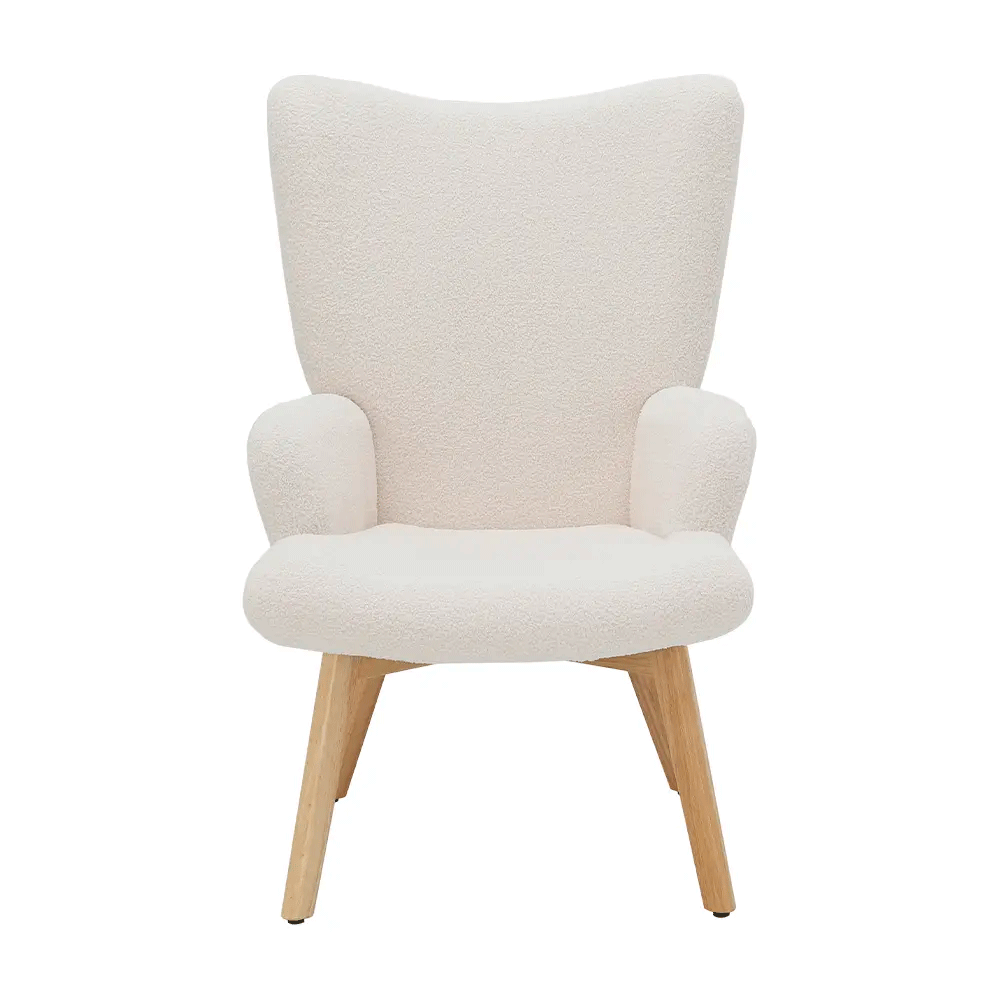 66584 MILANA FB SOFA 1/S WT TEDDY FABRIC, FOAM, RUBBER WOOD 