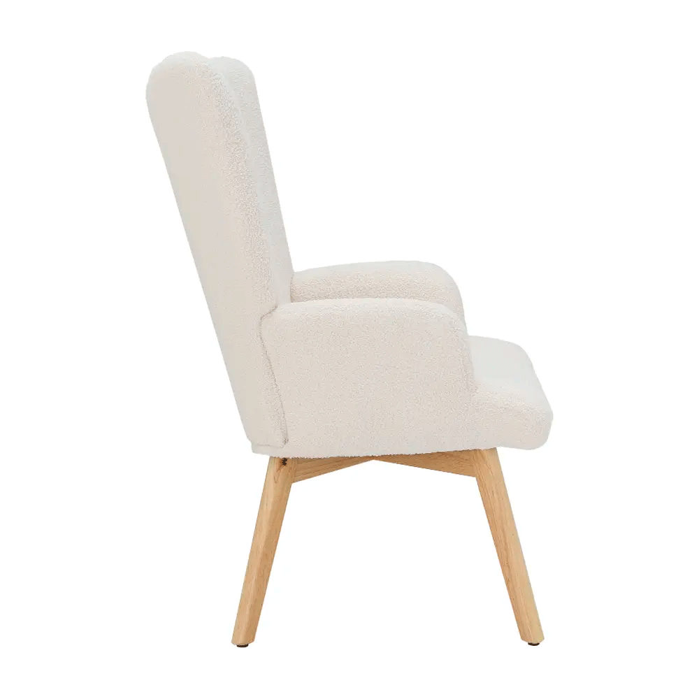 66584 MILANA FB SOFA 1/S WT TEDDY FABRIC, FOAM, RUBBER WOOD 