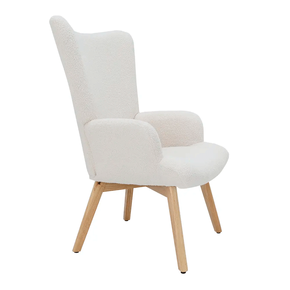 66584 MILANA FB SOFA 1/S WT TEDDY FABRIC, FOAM, RUBBER WOOD 