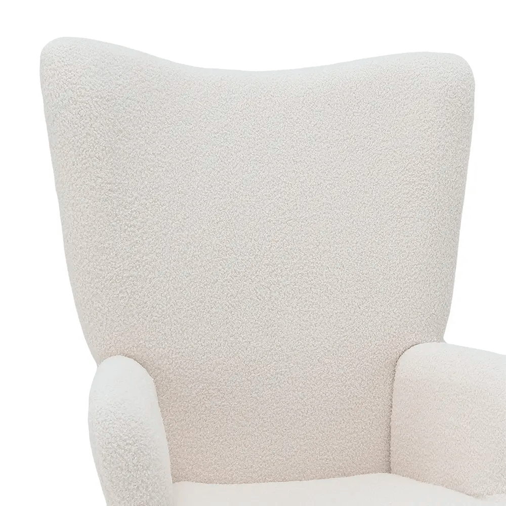 66584 MILANA FB SOFA 1/S WT TEDDY FABRIC, FOAM, RUBBER WOOD 