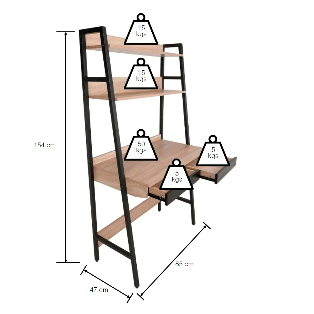 66582 VEERA HOME DESK 85 CM. NO/BK PB WITH PVC FINISHED, STEEL FRAME 