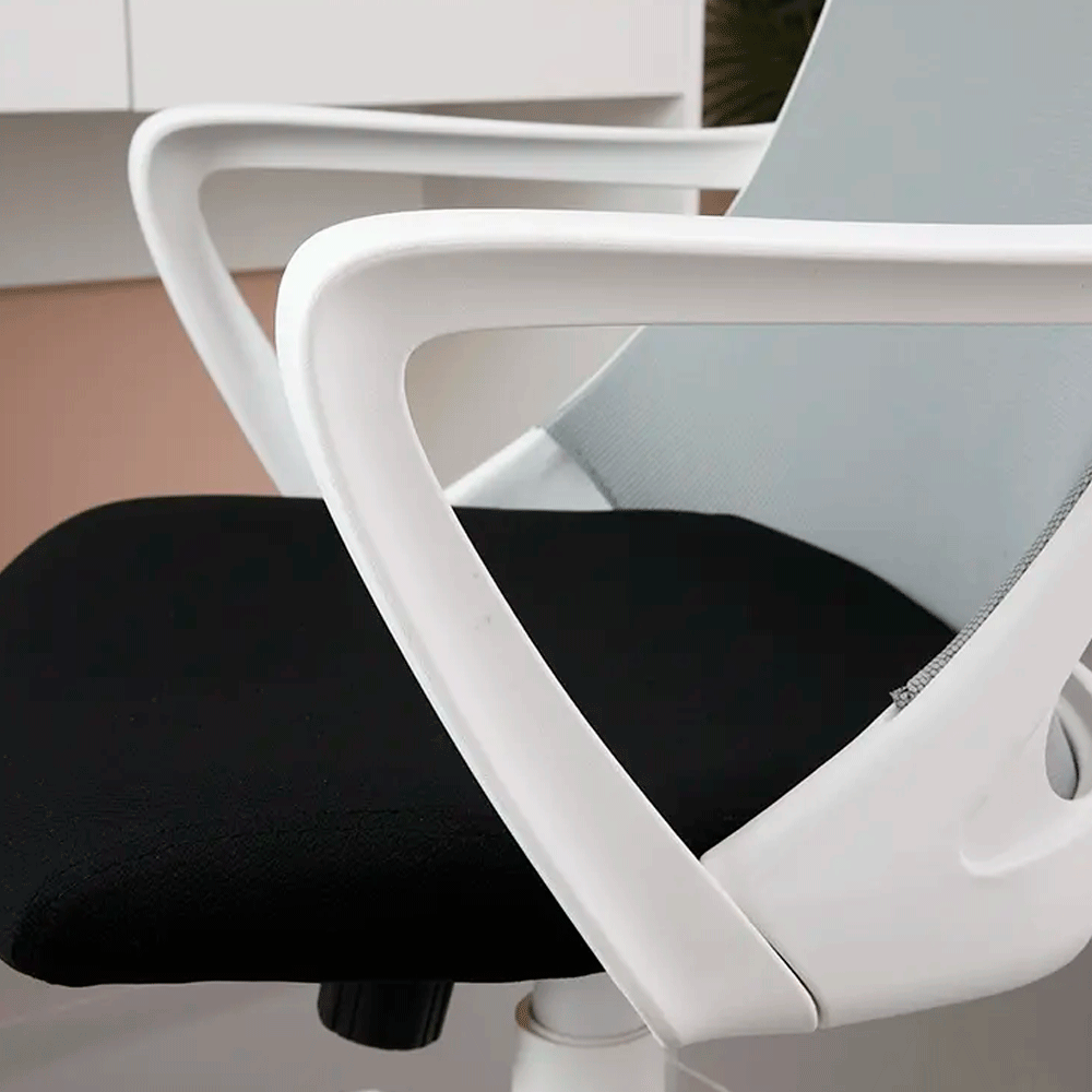 51580 WOLLARD OFFICE CHAIR MB WT/GY FABRIC UPHOLSTERY. NYLON BASE. PP ARM 