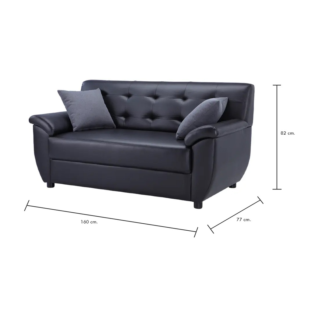 43304 HUNS PVC 2.5/S SOFA BK, PVC UPHOLSTERY. WOOD FRAME 