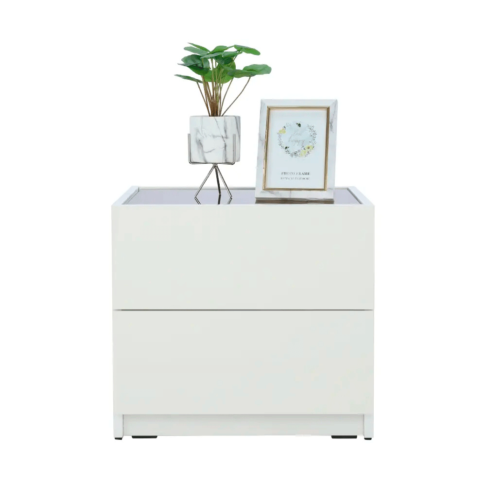 42303 BLANC NIGHT TABLE 50CM. WT PB WITH MELAMINE UV HG FINISHED 