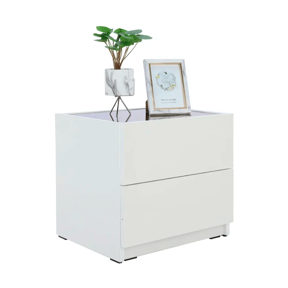 42303 BLANC NIGHT TABLE 50CM. WT PB WITH MELAMINE UV HG FINISHED 