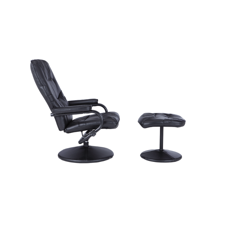 41187 H-THAZAR PVC RELAX CHAIR+STOOL BK