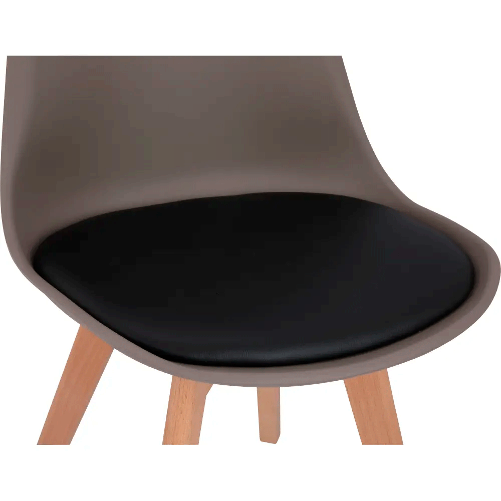 51577 KIEL PLASTIC CHAIR OT/NT PP,PVC SEAT CUSHIONS, BEECH WOOD LEGS 