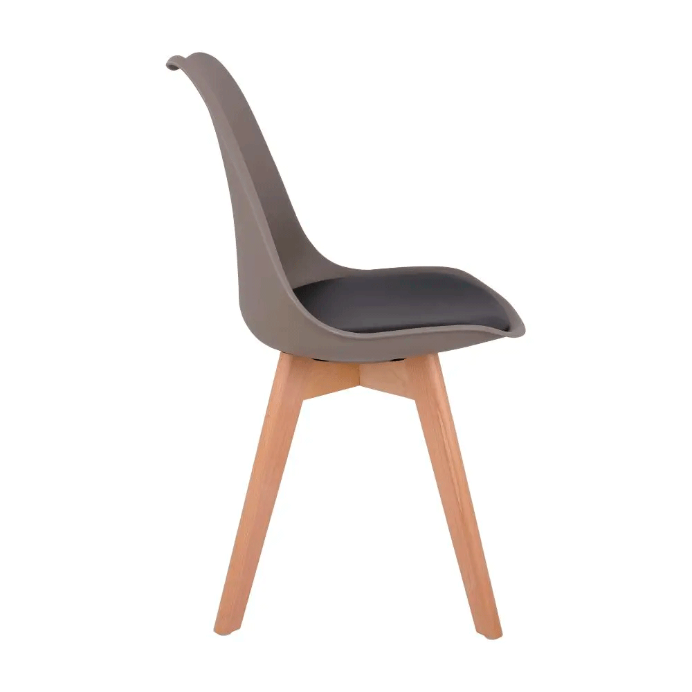 51577 KIEL PLASTIC CHAIR OT/NT PP,PVC SEAT CUSHIONS, BEECH WOOD LEGS 