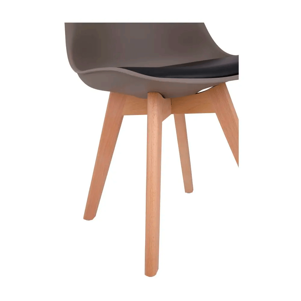 51577 KIEL PLASTIC CHAIR OT/NT PP,PVC SEAT CUSHIONS, BEECH WOOD LEGS 
