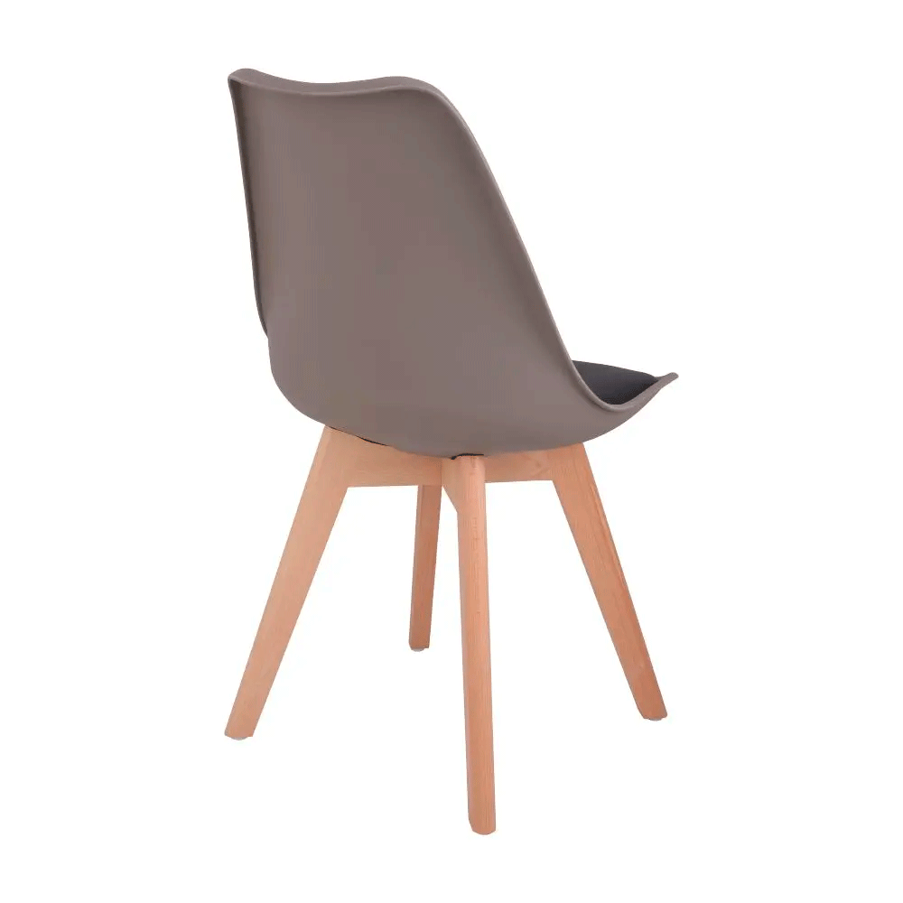 51577 KIEL PLASTIC CHAIR OT/NT PP,PVC SEAT CUSHIONS, BEECH WOOD LEGS 