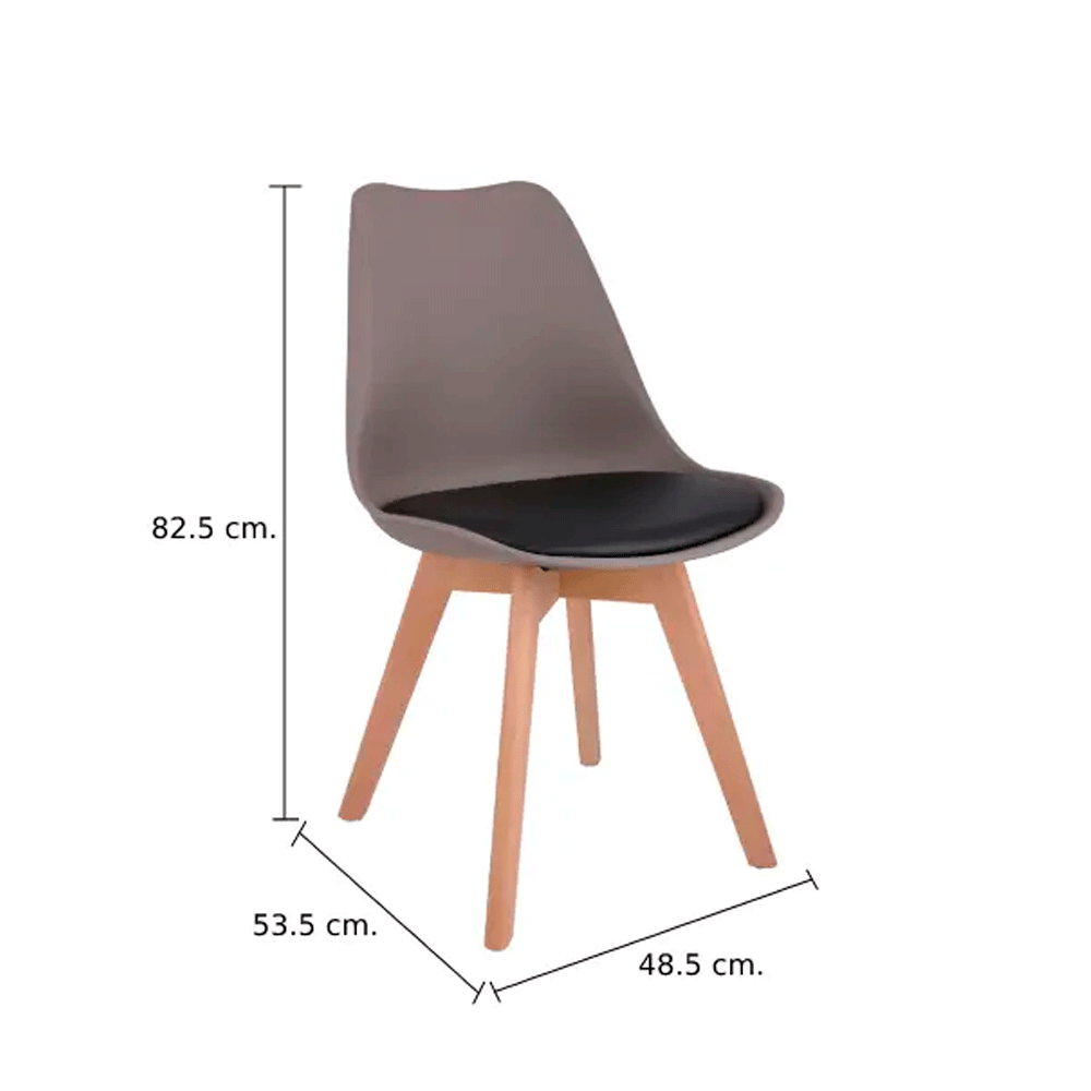 51577 KIEL PLASTIC CHAIR OT/NT PP,PVC SEAT CUSHIONS, BEECH WOOD LEGS 