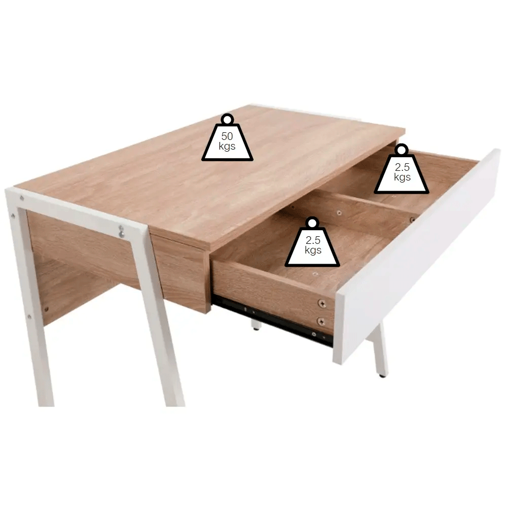 66558 ZANIS HOME DESK 84 CM. NO/WT PB WITH PVC FINISHED, STEEL FRAME 