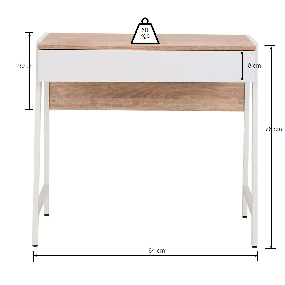 66558 ZANIS HOME DESK 84 CM. NO/WT PB WITH PVC FINISHED, STEEL FRAME 