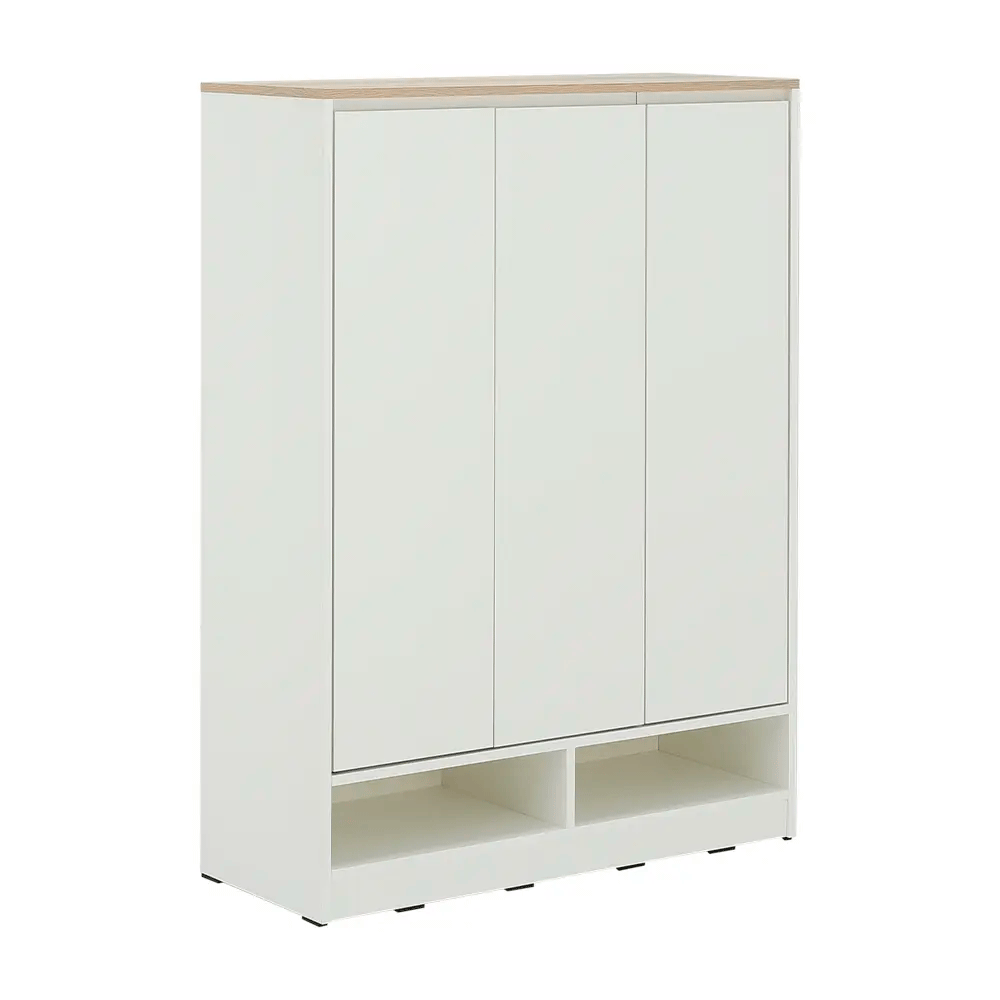 66561 PEZZO/N SHOE CABINET 3 DR.88 WT/LO15 PB WITH MELAMINE & FOIL 