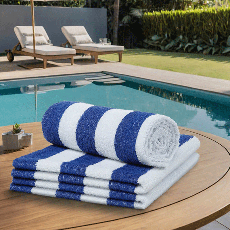 26498 POOL TOWEL 33"X60" 15.5LBS D/BLUE & WHITE STRIP CANASIN