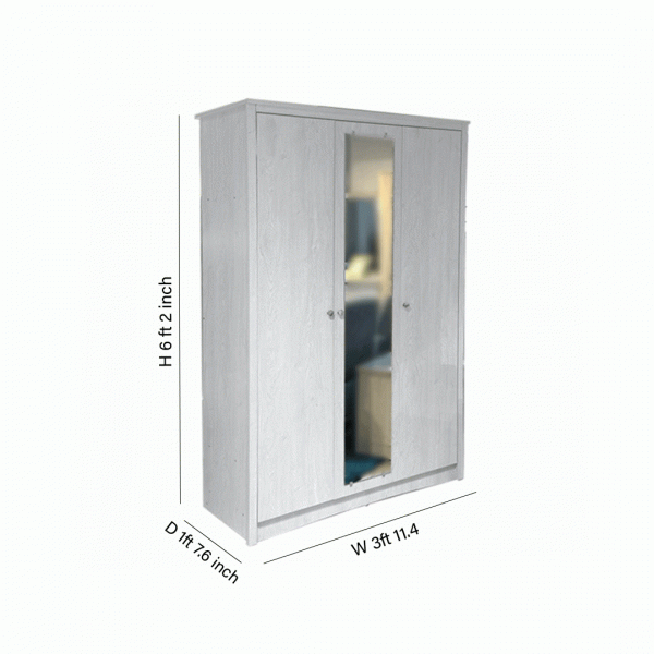 19051 WARDROBE 3 DOOR 1 DRAWER GV WN03AWD 1/3 SNOW OAK