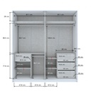 41809 BLANC 4 DOORS WARDROBE OPT-C 200CM WT#01