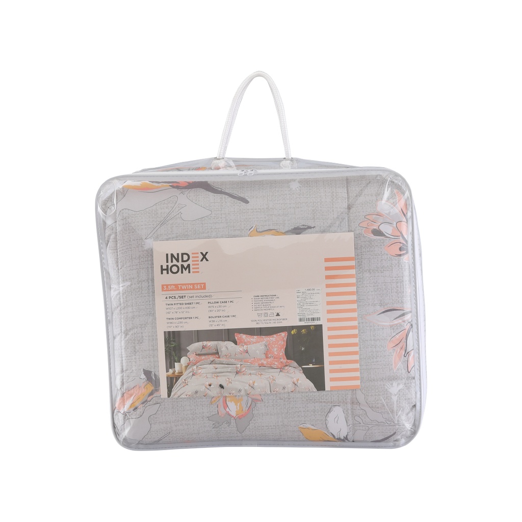 42357 DELIVA TWIN BEDDING 4PCS/SET GY/ON 107X200X30 CM