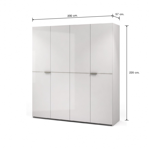 41809 BLANC 4 DOORS WARDROBE OPT-C 200CM WT#01