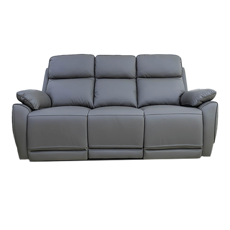68216 COW LEATHER/PVC, 4 ELECTRIC RECLINERS #180 GRAY
