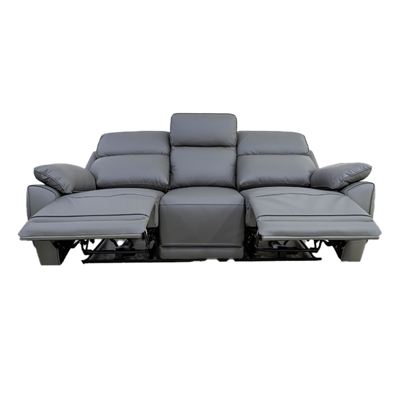 68216 COW LEATHER/PVC, 4 ELECTRIC RECLINERS #180 GRAY