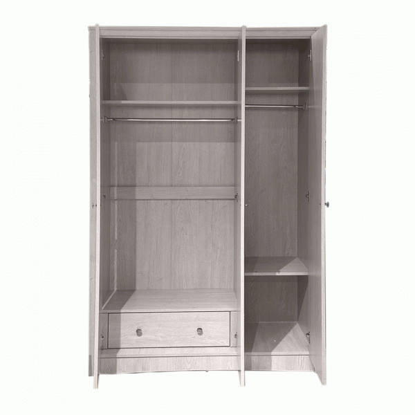 19051 WARDROBE 3 DOOR 1 DRAWER GV WN03AWD 1/3 SNOW OAK