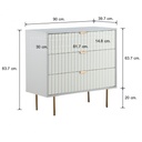 42306 COCO CHEST 3 DRAWERS 90CM LGY/WT 90X39.7X83.7CM