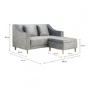 42519 DOROTHY FABRIC SOFA 2/S+STOOL LGY, 160X84X85CM