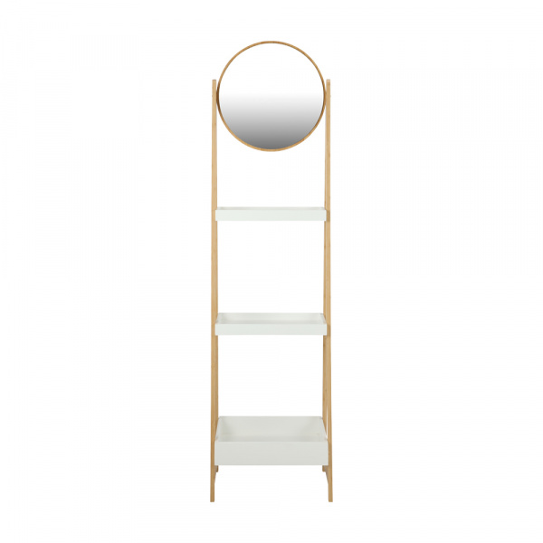 42546 ELVIRA / N 3-TIER SHELVES + MIRROR WT/NT 43X3