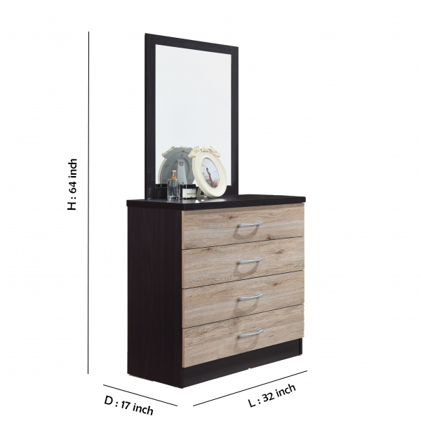 39665 CHEST OF 4 DRAWERS WITH MORROR GV MA109DS 1/2 WENGE1 / SAN REMO