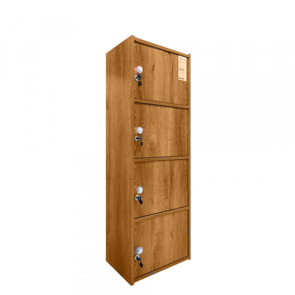 17375 COLOUR BOX 4 DOOR CHEST NUT WITH LOCK VTF 4D GF/S (LO) H1207XL406XD292MM CHEST NUT