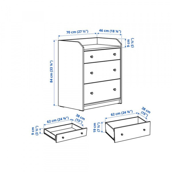 17413 CHEST OF 3 DRAWERS 70X84CM HAUGA WHITE 00107274