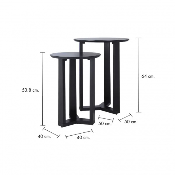 42333 TRI-O (S+L) SIDE TABLE CF 40X40X53.85X50X64CM