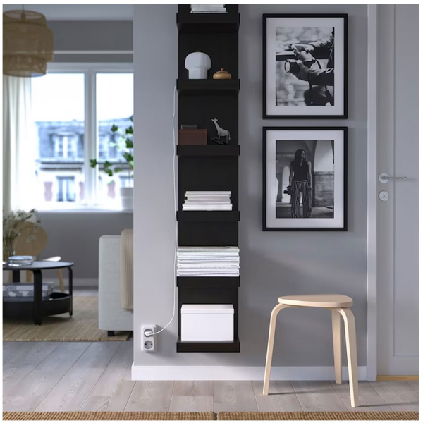17419 WALL SHELF UNIT 30X190CM LACK BLACK 80430591
