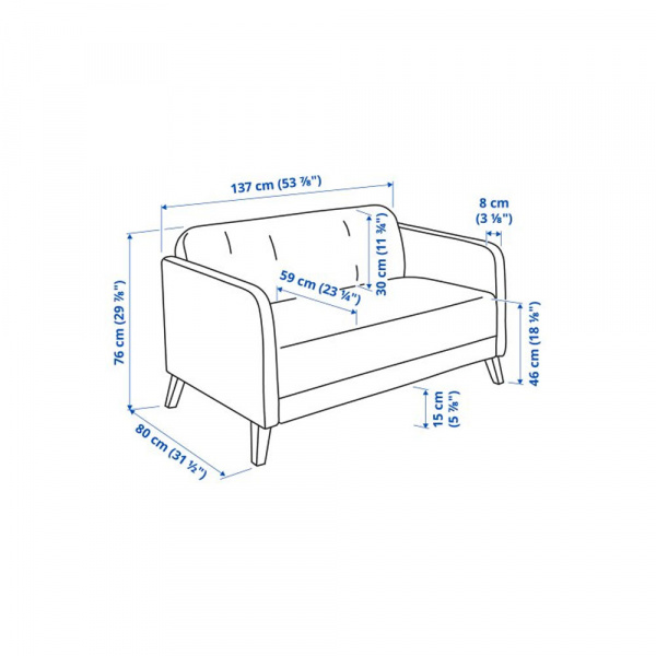 17427 2 SEAT SOFA LINANAS VISSEL DARK GREY