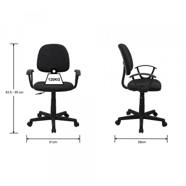 42515 STEVE OFFICE CHAIR BK, 61X58X83.5CM