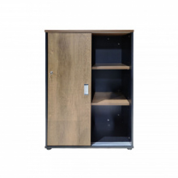 31246 SLIDING DOOR CABINET OZ-2D12 800WX400DX1200H OAK/BLACK