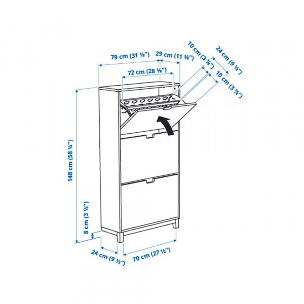 17402 SHOE CABINET WITH 3 COMPARTMENTS 79X29X148CM STALL 50530262